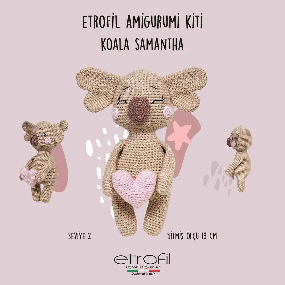 Amigurumi Kit Set KOALA SAMANTHA Stuffed Doll Making Crochet Knitting Etrofil Yarn Animal Kid Craft Projects Instructions Book