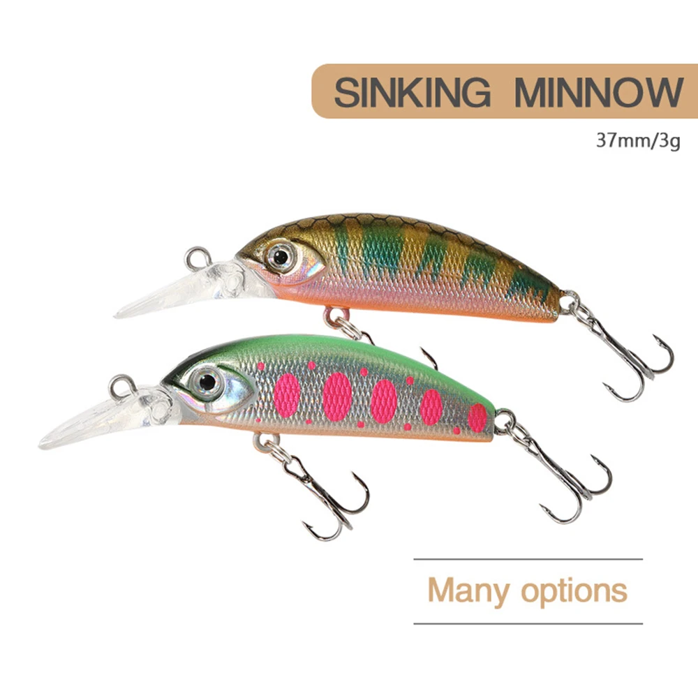 3.7cm 3g Fishing Lure Micro Minnow Wobbler Long Lip Slow Sinking Jerkbait Swimbait Artificial Hard Bait Stream Trout Bass Bait