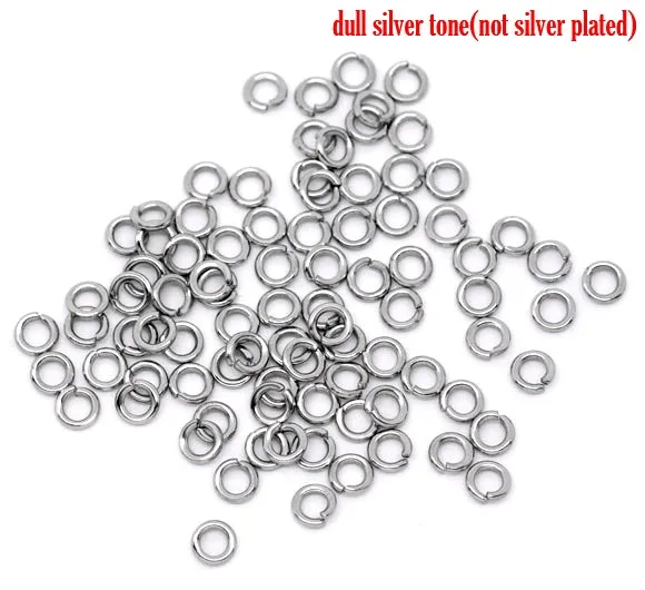 Doreen Box Lovely 500 PCs Stainless Steel Open Jump Rings 4mm 5mm 6mm 7mm 8mm Dia. Jump Rings Findings for DIY Jewelry Making