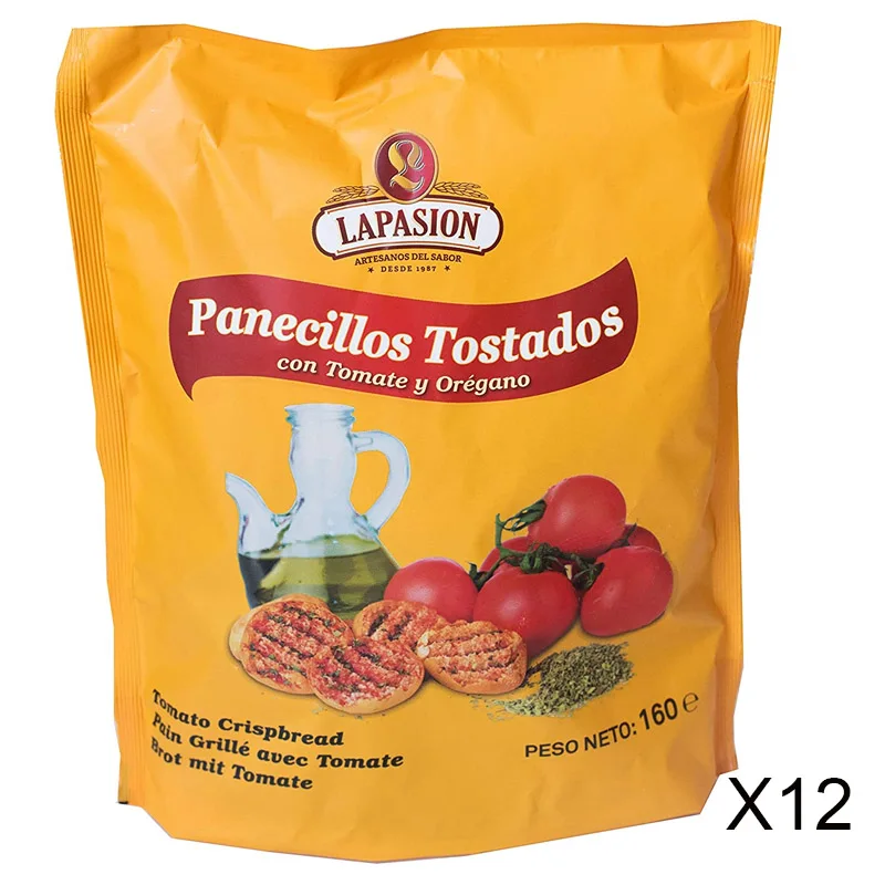 LAPASION - Panecillos tostados con tomate y orégano 160g por 12 paquetes