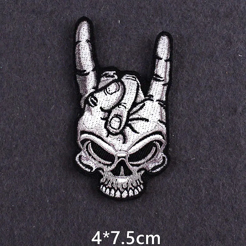 Hippie Rock Patches on Clothes Punk Skull patch Clothing Thermoadhesive Patches DIY iron on Embroidered applique on backpack