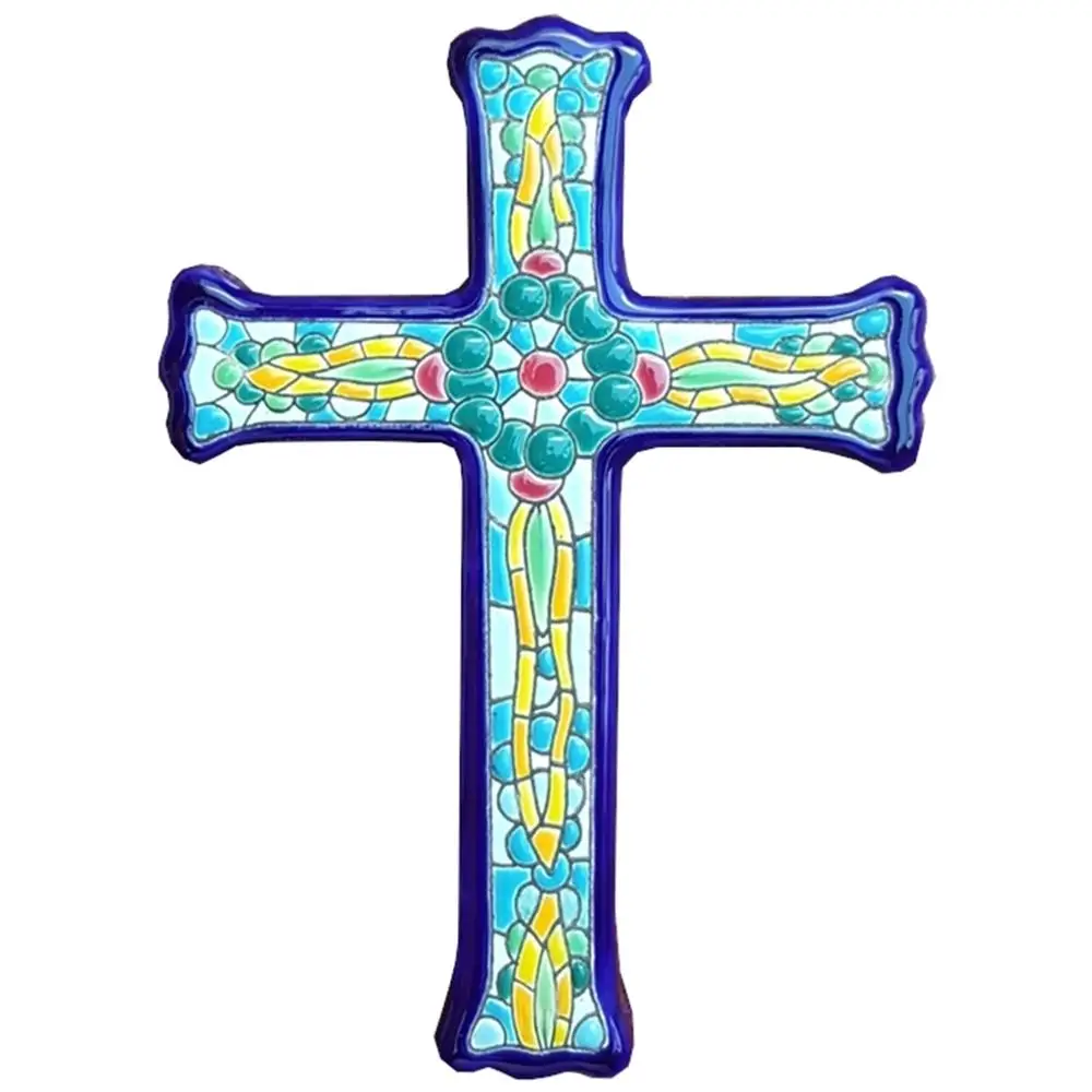 Ceramic cross 21cm/8,3 inch - Ceramic glazed up handmade - Made in Spain - Spanish - Seville - MIJASCERAMIC crafts -