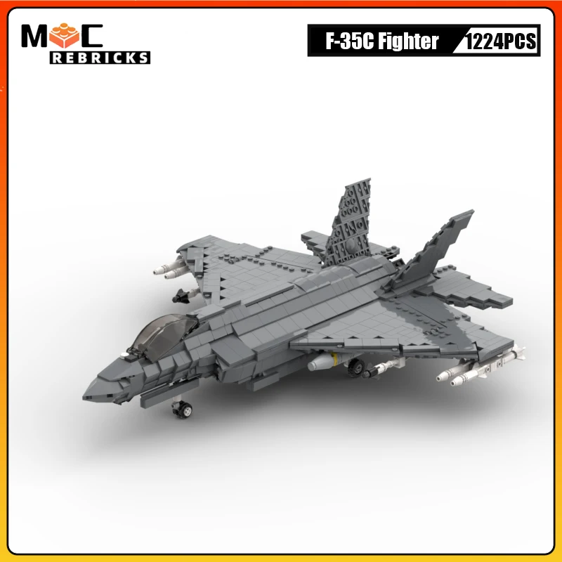 Modern Technical Military Series Navy Aircraft F-35C Lightning II Stealth Attack Fighters Building Blocks Bricks Toys Boys Gift