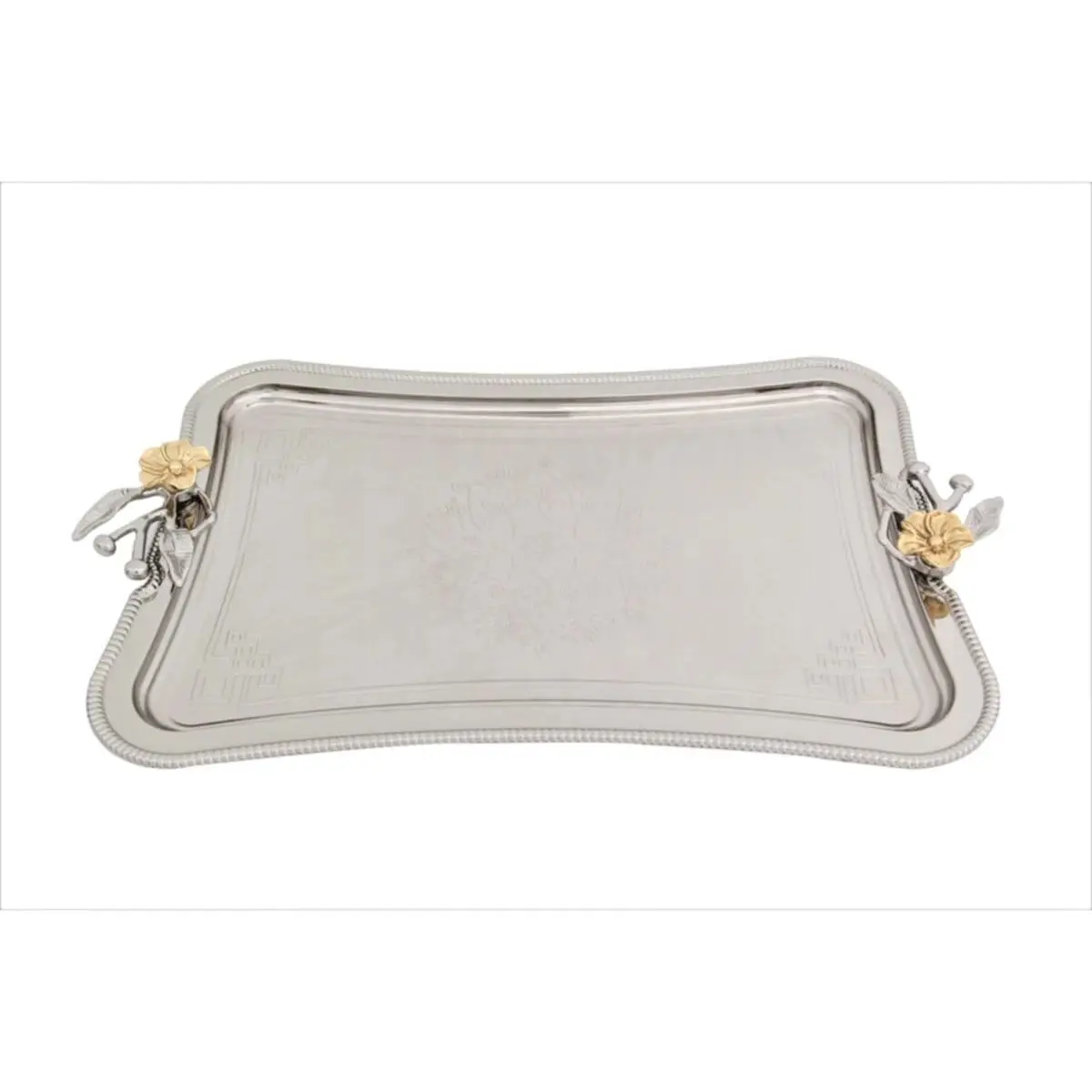 Japanese Rose Tek Personality Coffee Sunumluk Metal Groom Promise Tray Silver Decorative Lux Service Eat at the Presentation of Organizer Multi-Purpose