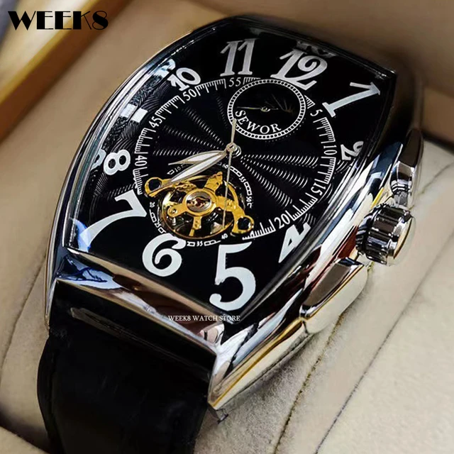 Luxury Automatic Mechanical Watch For Men Wrist Watch Tourbillon Skeleton  Wrist Clock Male Luminous Hands Tonneau Man Wristwatch - Mechanical  Wristwatches - AliExpress