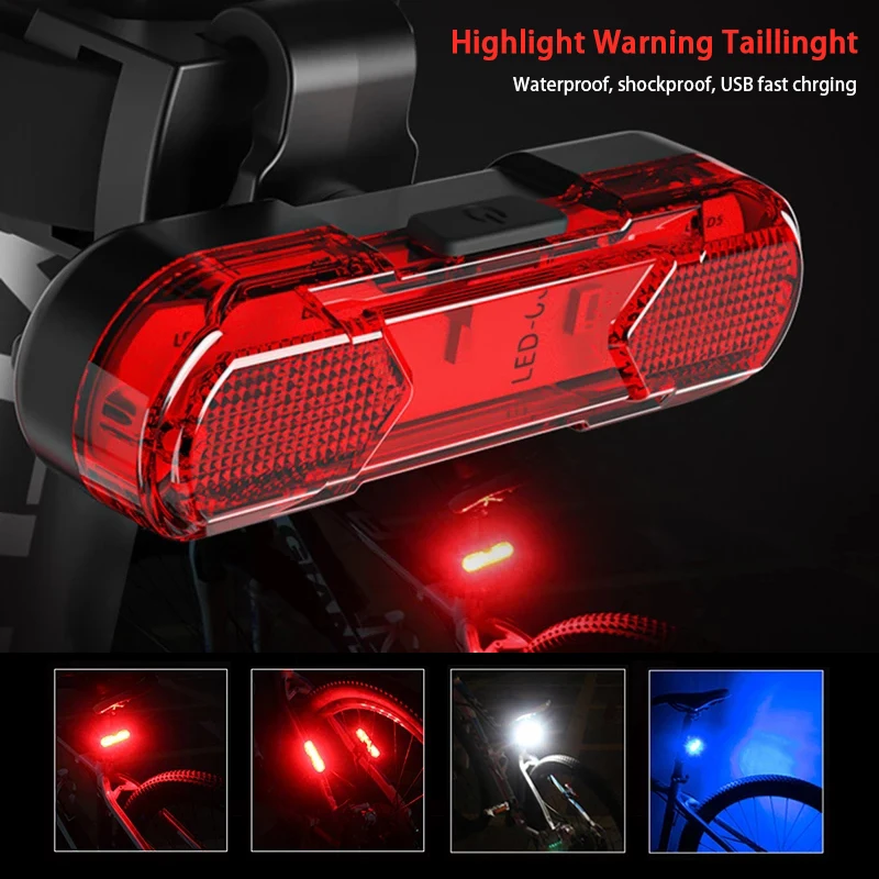 

Bicycle Light Waterproof Taillight Bike USB LED Rechargable Safety Back Light Riding Saddle Bike Rear Light Fast Safty Warning