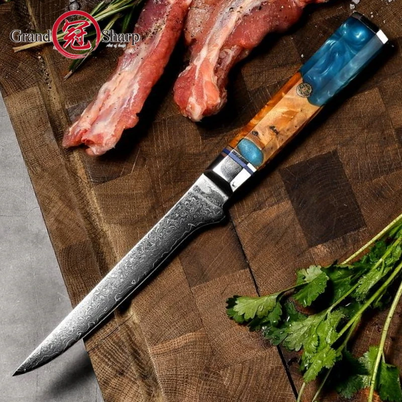 Grandsharp Kitchen Knives Chef Boning Knife Cooking Tools Filleting Slicing Butcher Tool Japanese Damascus Steel High Hardness