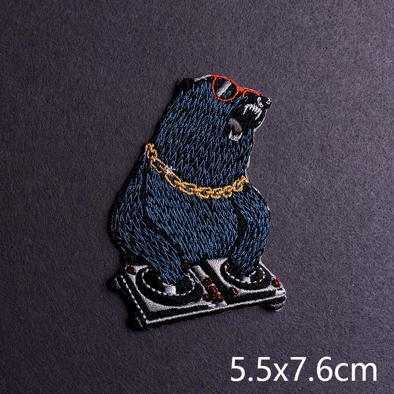 Skate Monkey Embroidery Patch Iron On Patches For Clothing Thermoadhesive Patches On Clothes Surfing Shark Patch Stripes Sticker