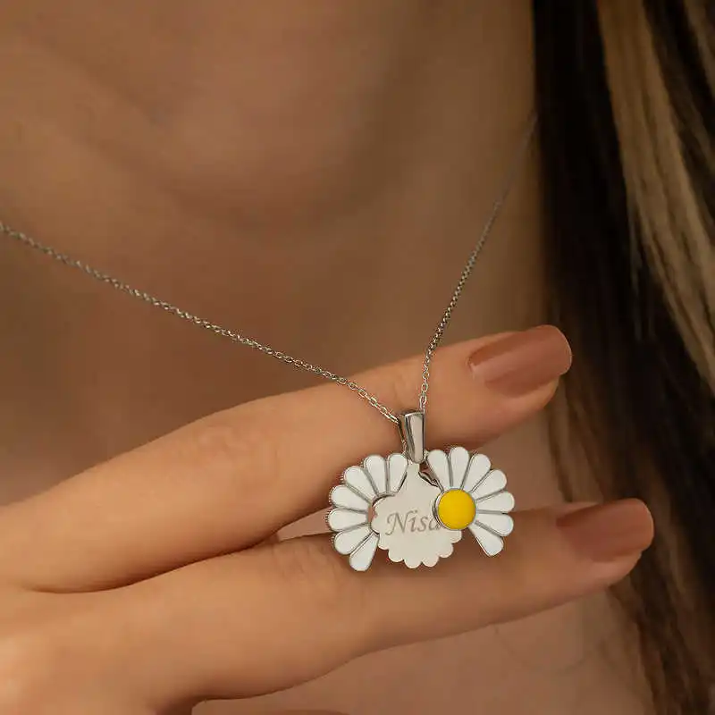 925 Sterling Silver Women Necklace Personalized Daisy Flower Gift Birthday Precious Pendant Stylish Chain Luxury Cool