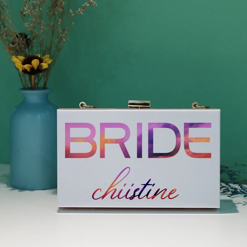 Custom Color Name Acrylic Clutch Bag Summer Wedding Party Transparent Multicolor Temperament Personalized Chain Diagonal Bag