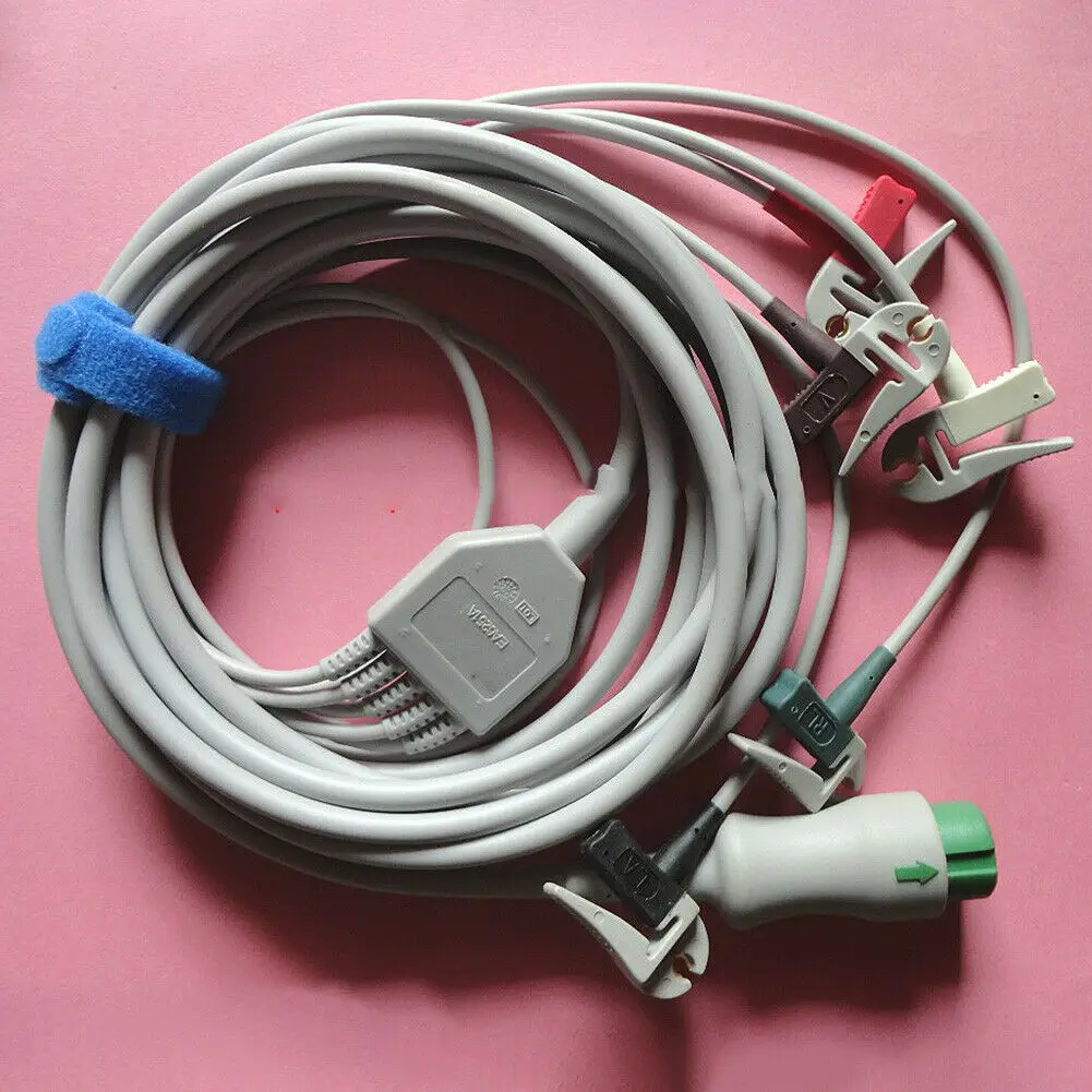 Original&New EA6251A ECG Cable and Wires(Integrative)Adult/Ped 12 Pin 5 Lead IEC Clip No. 040-000-960-00 for Mindray