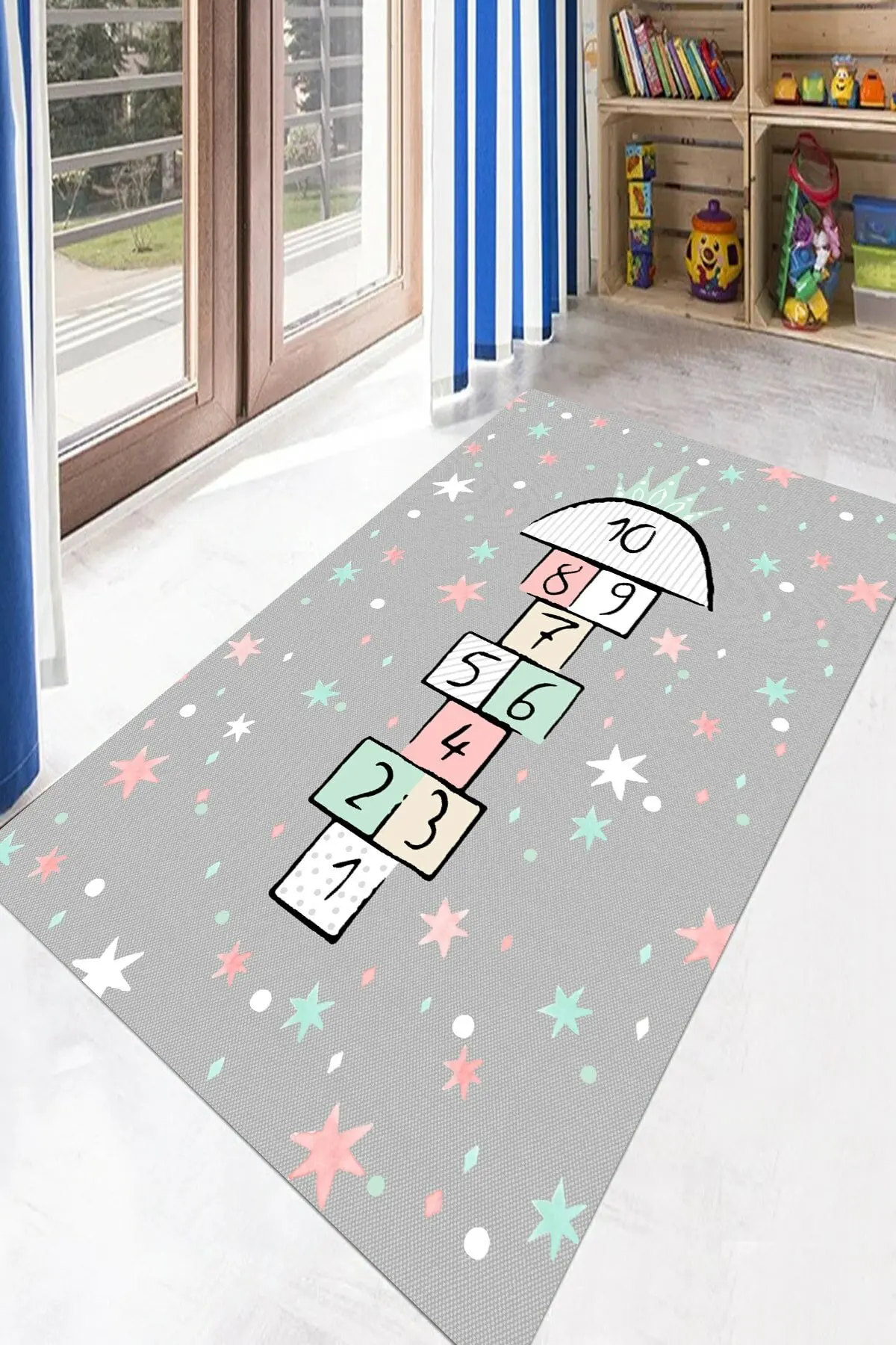 Fun Starry Hopscotch Patterned Kid Room Game Carpet Rug Tateme Tatami  Mat Decoration Bedroom Decor  Quarto Kilim