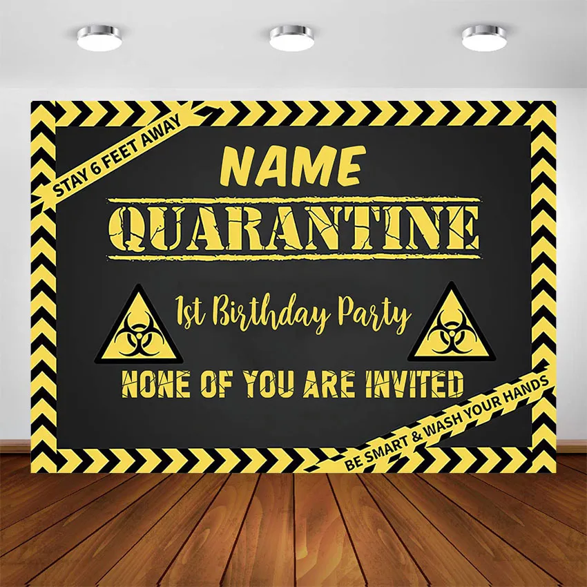 Quarantine Birthday Party Backdrop Virtual Zoom Hangout Quarantine Distancing Birthday Party No One Decoration Banner Background