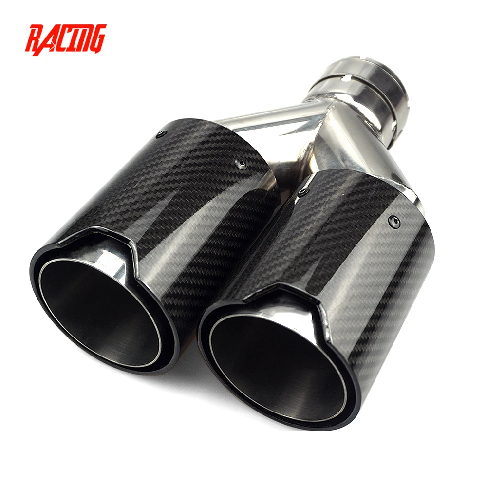 Y Shape Dual Carbon Fiber Universal Exhaust Tips  Suitable for Automobile Modification End Pipes Muffler tips