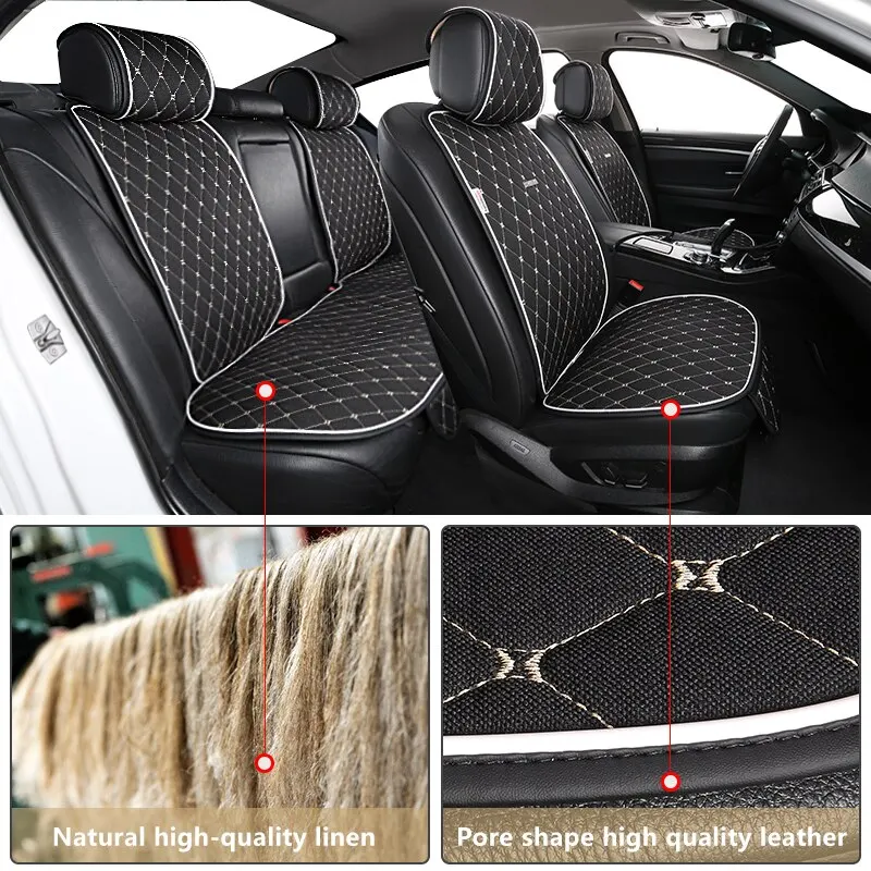 AUTOROWN Natural Flax Car Seat Cushion Universal Size Linen Fabric Seat Cover Auto Accessories Summer Automobile Seat Covers