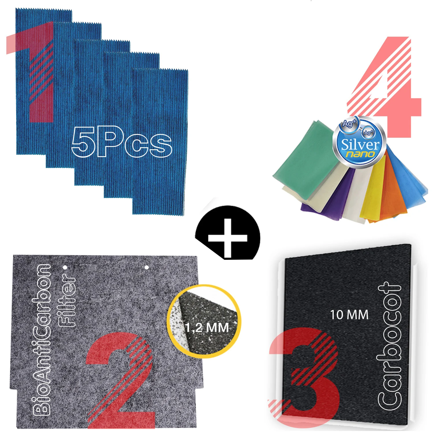 5ชิ้น/Fit สำหรับ Daikin KAC972A4กรอง MC707VM MCA75E2-W เครื่องกรองอากาศ + 10MM Active Carbon Filter + ป้องกัน + 2ป้องกันฝุ่น