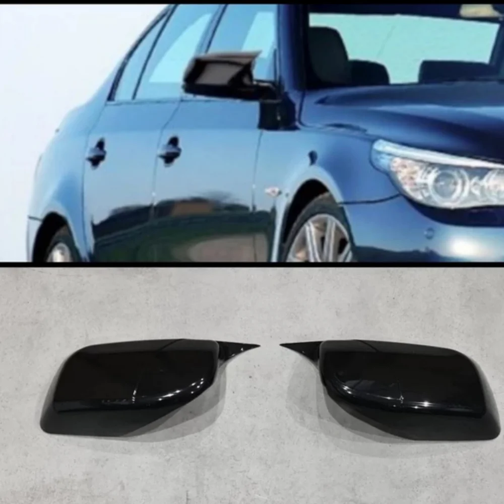 Bat Style Mirror Cover For BMW E60 5 Series 2 Pcs ABS BATMAN Shiny Piano Black 2003-2004-2005-2006-2007-2008-2009-2010