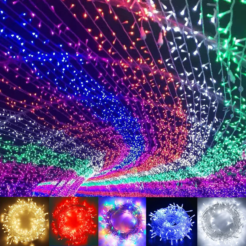 Guirnalda de luces LED para interior y exterior, guirnalda de carámbanos de 10M para Navidad, iluminación de boda, hogar, fiesta de vacaciones, decoración de árbol