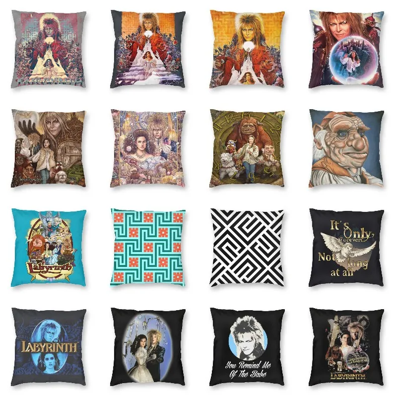 Labyrinth Jareth Retro Vintage Cushion Covers Sofa Home Decorative The Goblin King Square Pillow Case 40x40cm Decorative Cushion