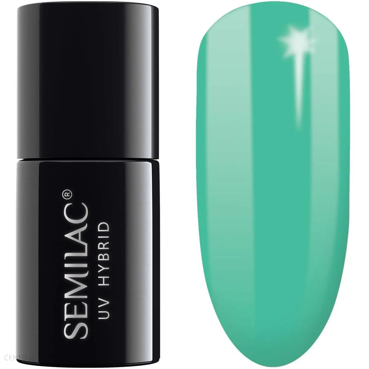 Semilac Turquoise 021 semi-permanent coverage, UV hybrid nail polish texture Gel