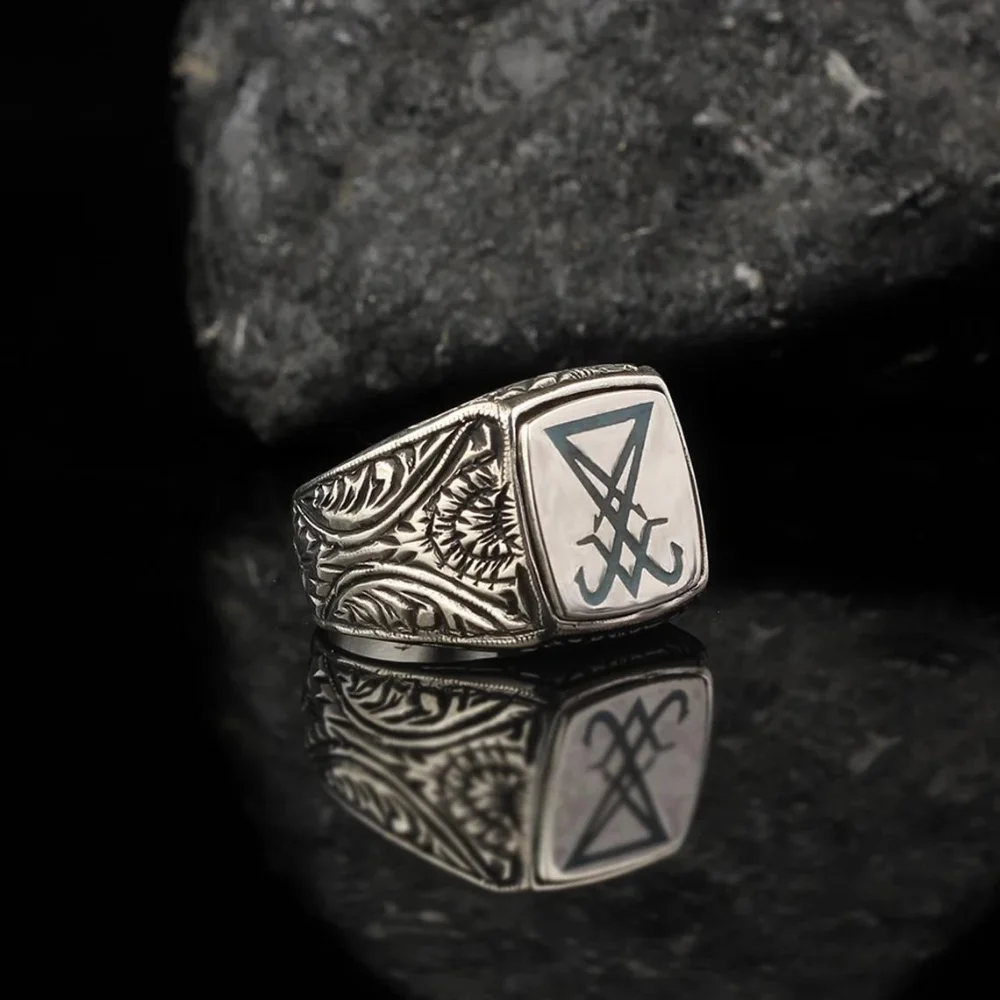 925 Sterling Silver Ring, Sigil Of Lucifer, Devil Seal Of Selling Jewelry, trend Style Glowing In The Dark Handmade 2022 Fashion