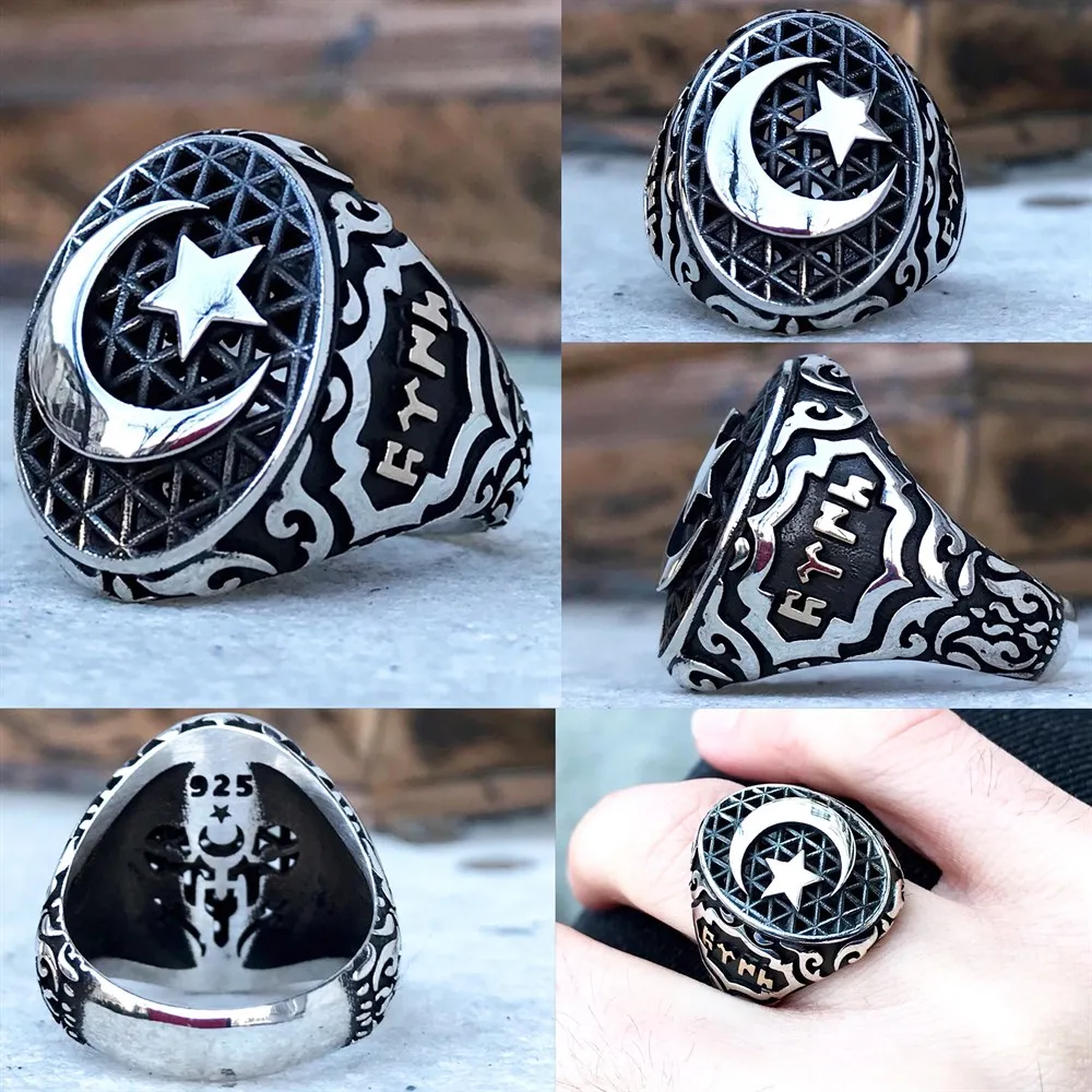 

Elegant Ottoman Ring in 925 Sterling Silver Ottoman Moon Star Rings Trendy Gift for Men Rings Free Shipping Fine Jewelry Gift