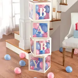 Customize Letter Transparent Name Baby Shower Box 1st Birthday Party Decorations Kids Balloon Box Wedding Baby Shower Girl Decor