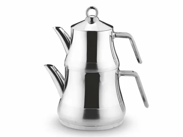 Lines Stainless Steel Teapot Set  Mini size  2 Handle With Lid