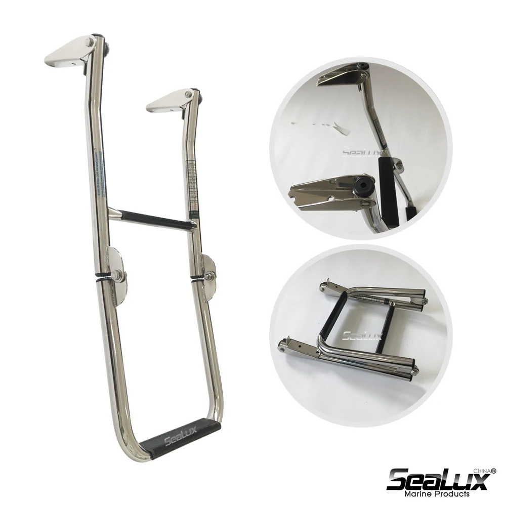 Sealux Folding Dock Swim Ladder Platform Ladder 2 Steps Stainless Steel 304 for Marine Boat Yacht