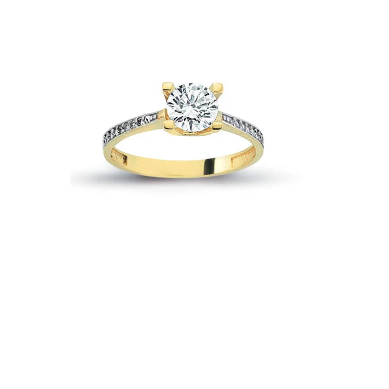 14K Solid Gold Art Deco Solitaire Engagement Wedding Ring