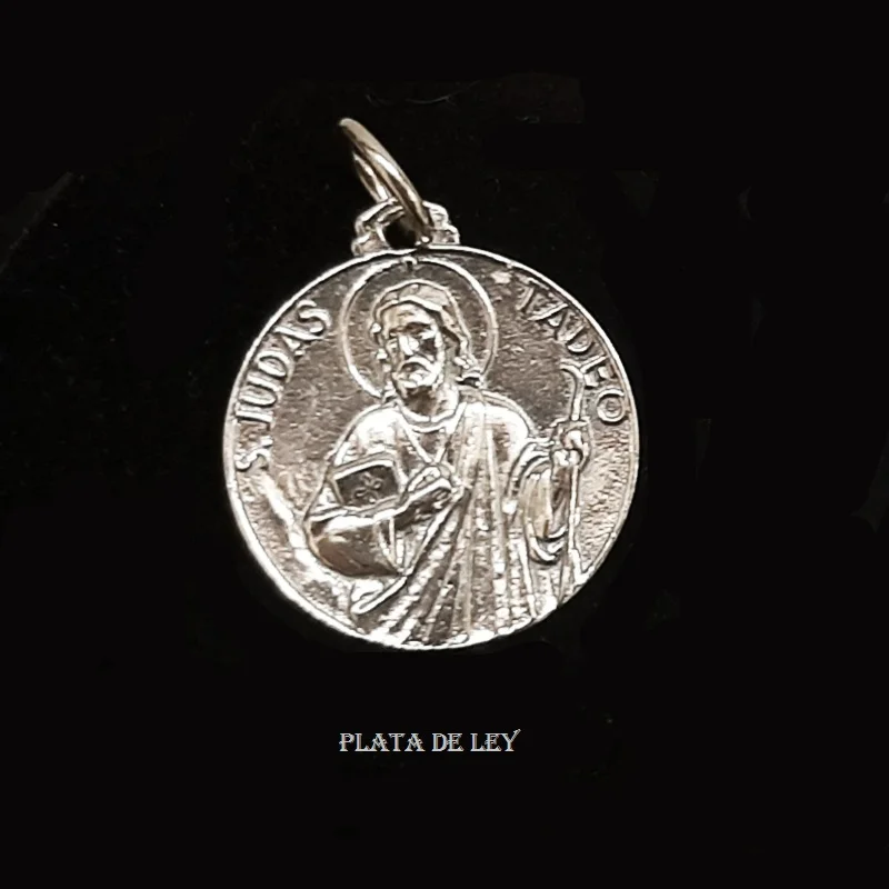 St Jude TADEO medal pendant 2,00 cm sterling silver + ring. Gift case. Totally in 925 sterling silver