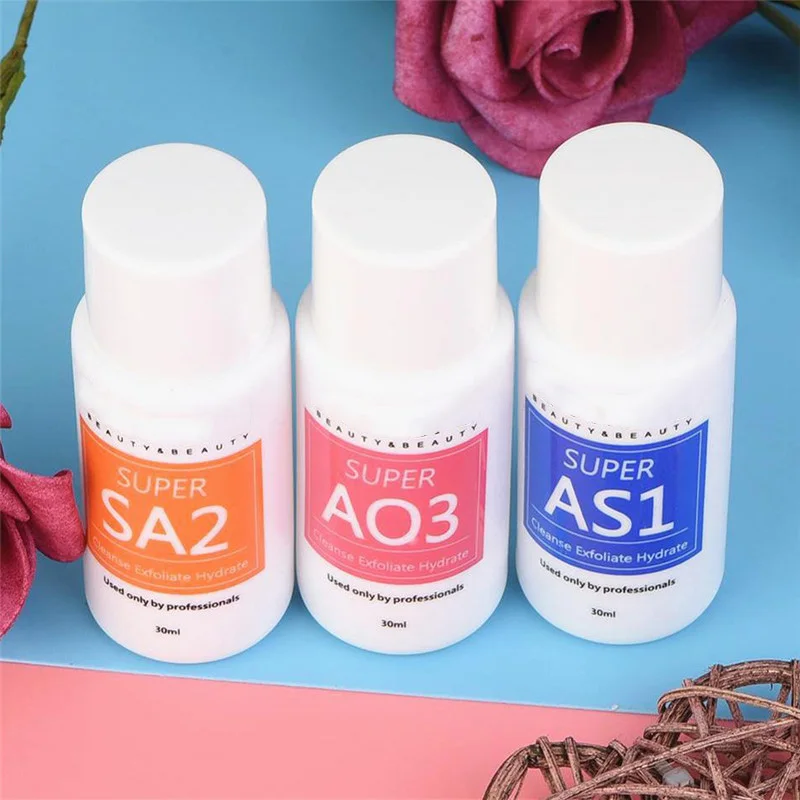 3 pz Aqua Peel Soluzione Piccola Bolla Per Idrogeno Macchina di Ossigeno Cura Della Pelle Pulizia Dermoabrasione Uso Del Salone di Bellezza AS1 SA2 AO3