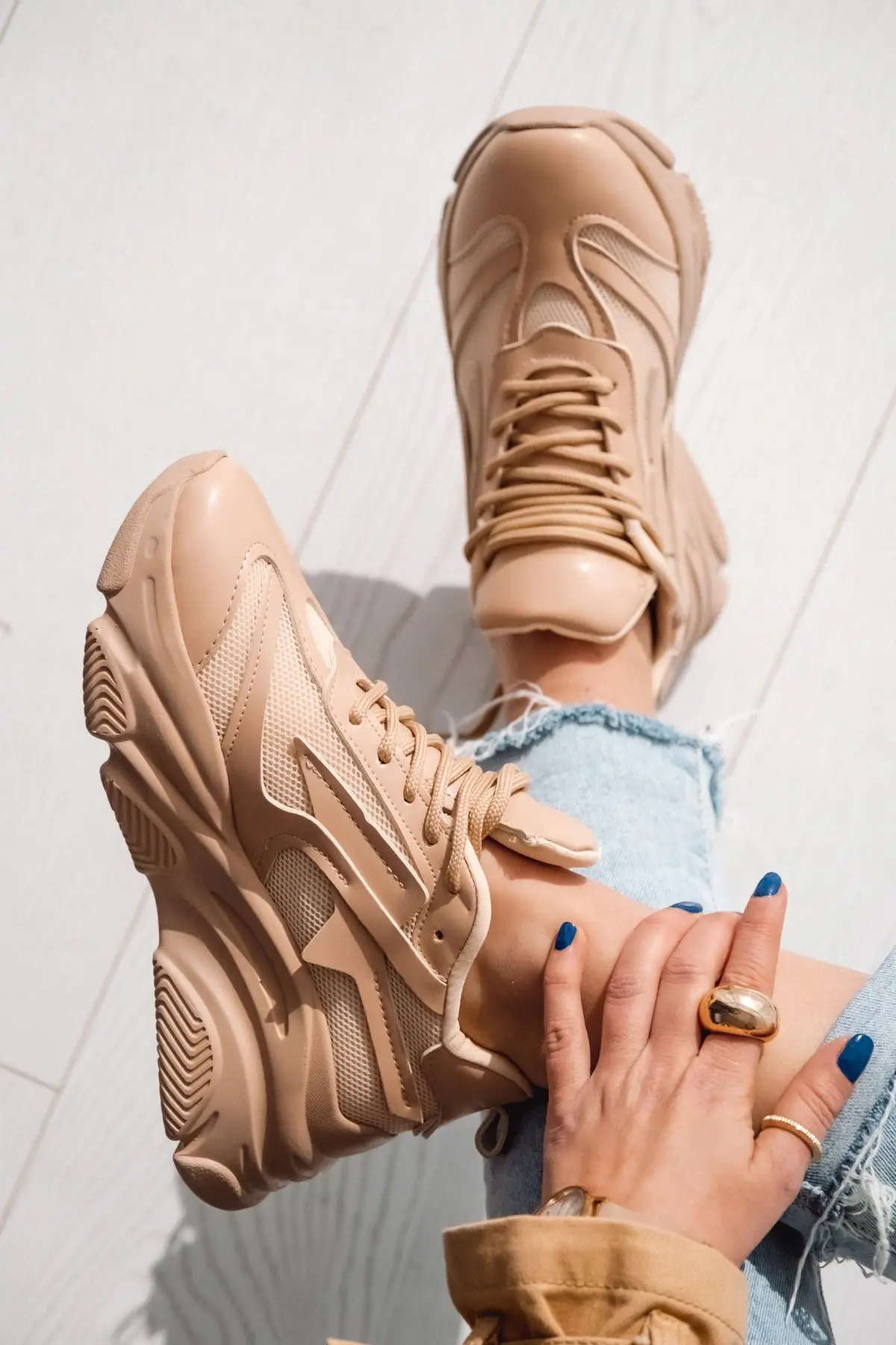 Livia Matte Leather Sneakers Nude İLOVES 1