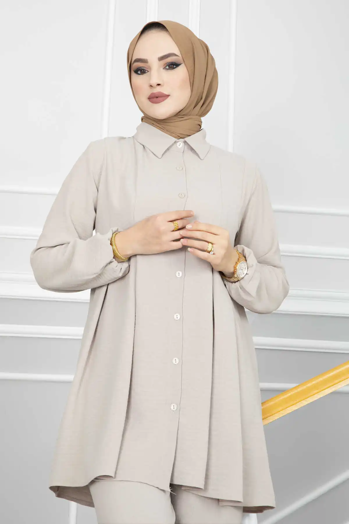 Hijab plisado para mujer, traje doble de Ramadán, vestido musulmán turco Abaya de Dubai, conjunto de ropa islámica de caftán, 2 piezas Ramadán Eid