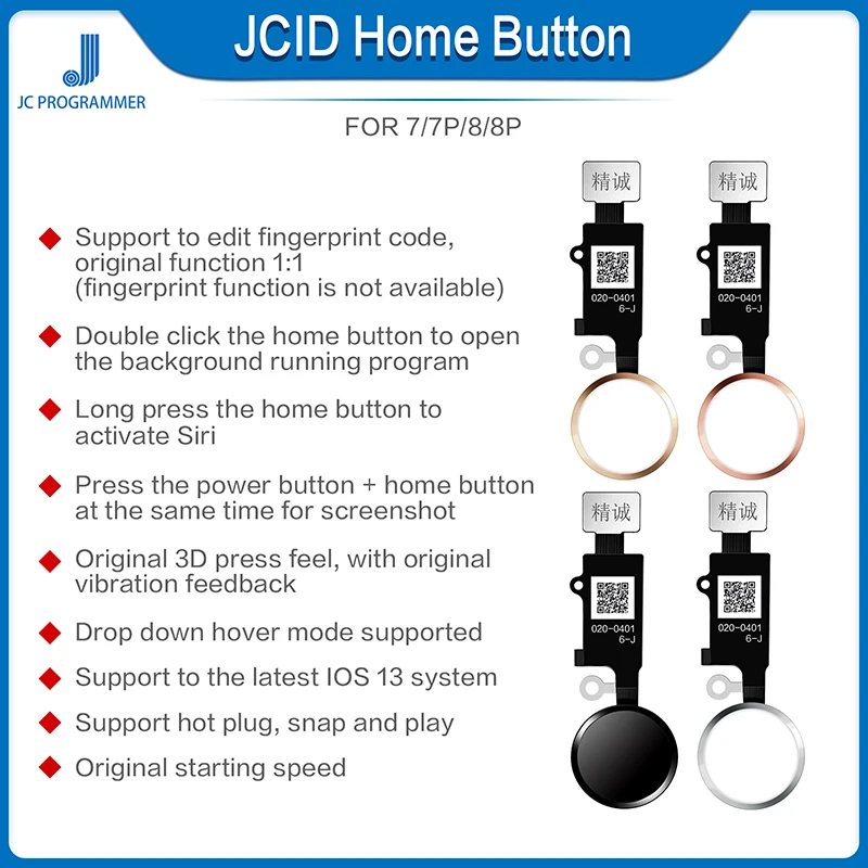 JC Home Button 6Gen 3D Touch Fingerprint Flex Cable Universal For Iphone 7 7P 8 8P SE Menu Key Back Return Function Solution