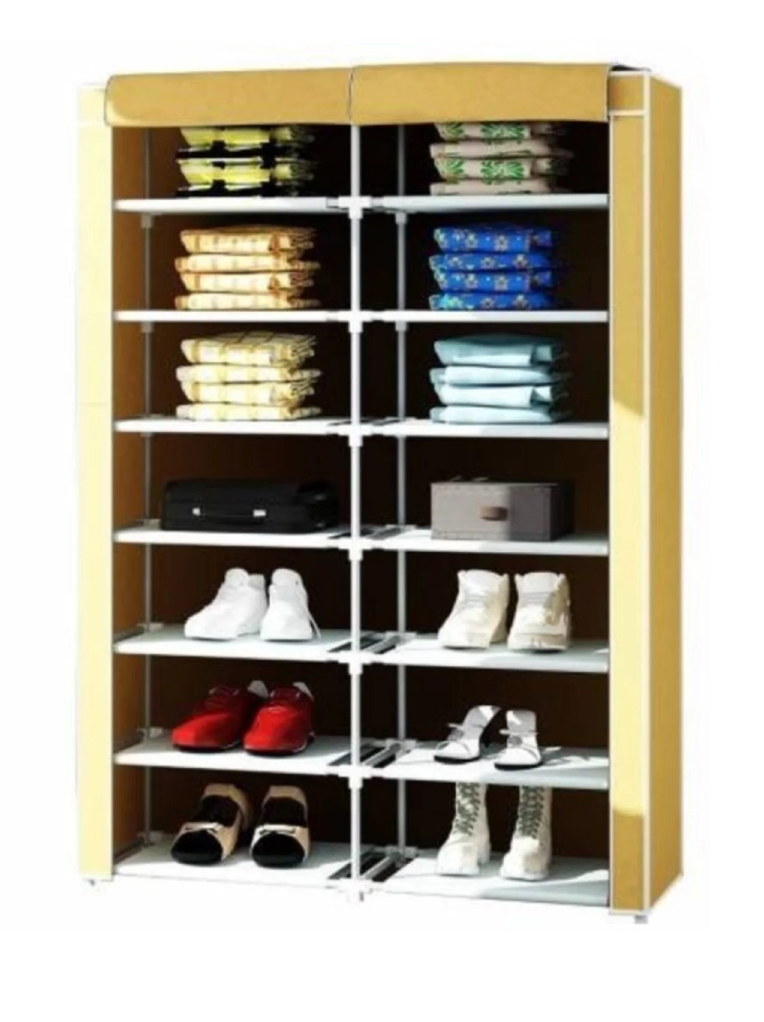 2 Section Plastic Pipe Profile Shoes Rack Cloth Wardrobe Simple Shoe Cabinet Space-saving Shoe Organizer Shelf Home Dorm storage