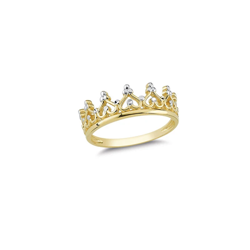 14K Solid Gold Crown Design Ladies Ring