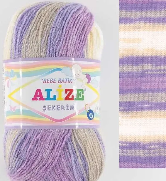 Alize Sekerim Baby Batik Balls Patterned Hand Knitting Yarn, 100 Grams 320 Meters, Acrylic, Autumn / Winter Season, Thread, Crochet, Clothes, Sport,