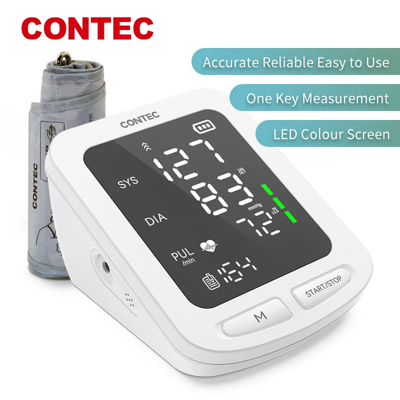 CONTEC Portable Automatic Digital Blood Pressure Monitor BP Monitor Monitoring Leval Sphygmomanometer Big LED Display 08C/08E