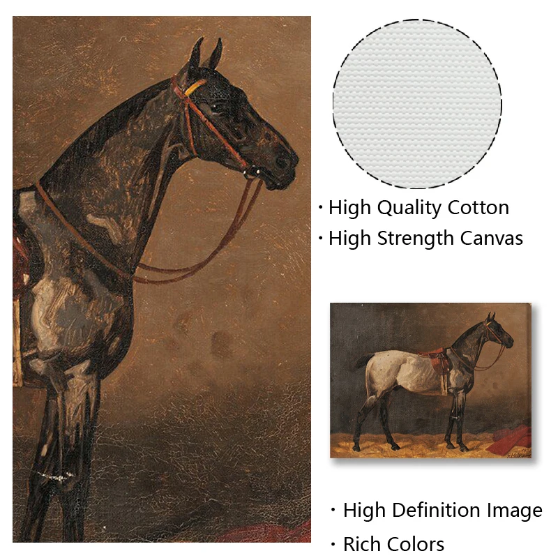 Vintage Thoroughbred Horse Poster Antique Horse Farm Animals Canvas Painting Prints Horse Wall Art Picture for Living Room Decor