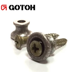 Gotoh x QCYQ EP-A1 Solid Aluminum Relic Guitar Strap Buttons, Intentional Aged Aluminum for Gibson Style, 1/pair