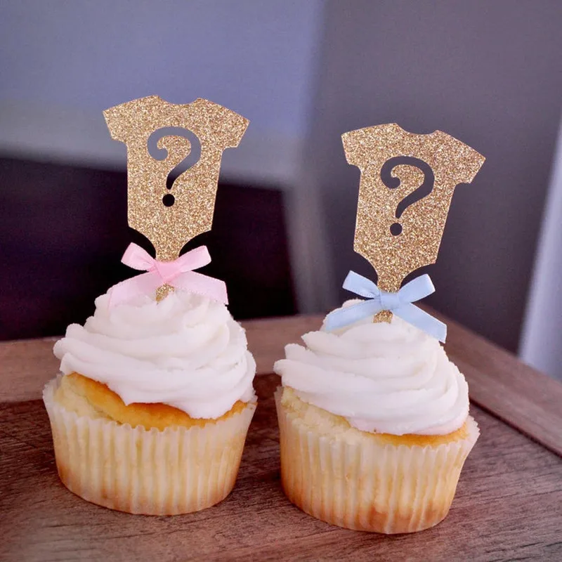 

Personalised Glitter Question Mark Cupcake Toppers, Gender Reveal Party Decor, Gold, Baby Shower milestones, 2020