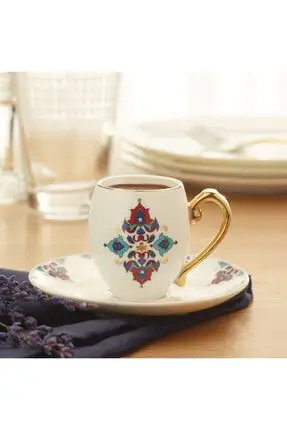 Karaca Turkish coffee mugs stylish decorated  6 pieces set &gift box