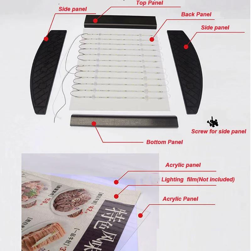 Imagem -06 - Menu Curvado da Montagem da Parede Conduziu a Caixa Clara Iluminou Quadros do Cartaz para o Restaurante Takeaway Hotel Gráficos Coluna o