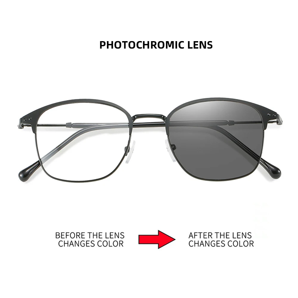 VIVIBEE Metall Photochrome Blau Licht Blockieren Gläser Männer Platz Farbe Ändern UV400 Gaming Brille Anti Filter Sonnenbrille