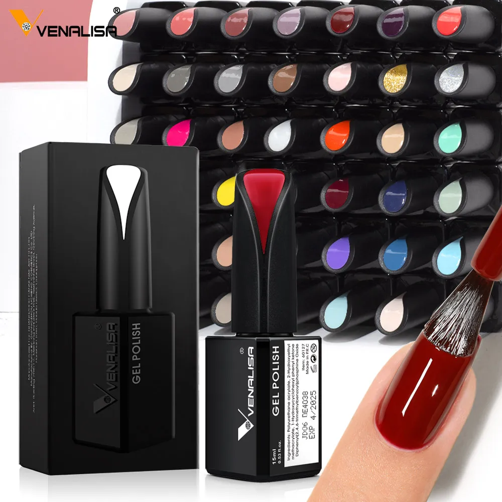 

15ml VENALISA Gel Nail Polish Highly Pigmented Full Coverage Nail Gel Lacquer Semi Permanent Beauty Matt Top Coat Gel Varnish