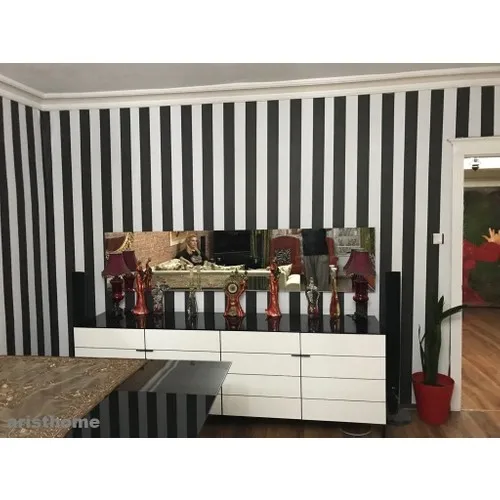 Dekonil ورق حائط أسود مخطط (7950-D) مكتبة فندق قابلة للمسح لغرفة النوم غرفة المعيشة لأنيق