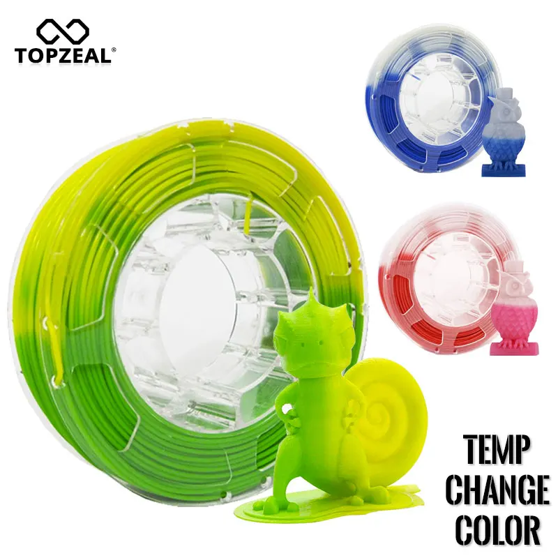 

TOPZEAL PLA Filament Color Changed by Temperature, 1KG Spool 1.75mm Filament PLA, Dimensional Accuracy +/- 0.05mm for 3D Printer