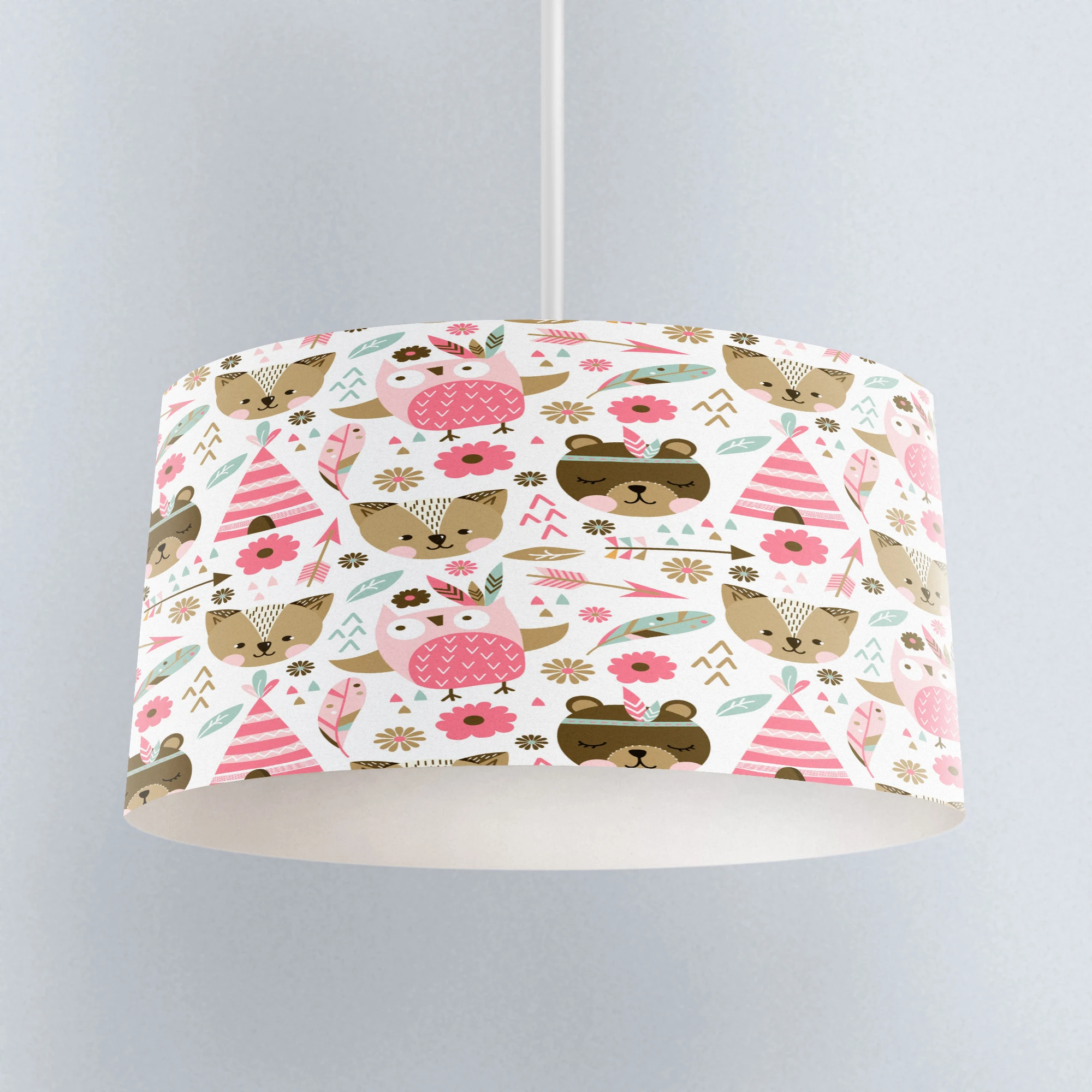 

Else Pink Brown Bohemian Jungle Animals Print Fabric Kids Chandelier Lamp Drum Lampshade Floor Ceiling Pendant Light Shade