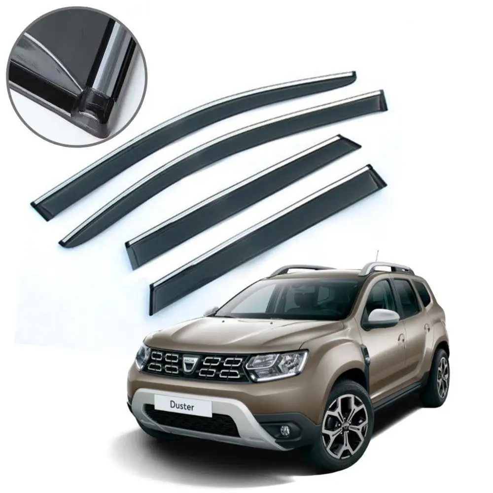 For Dacia Duster Wind Deflector Chrome Rain Window Visors 2018 2019 2020 2021 and 4 pcs Car Auto Accessory